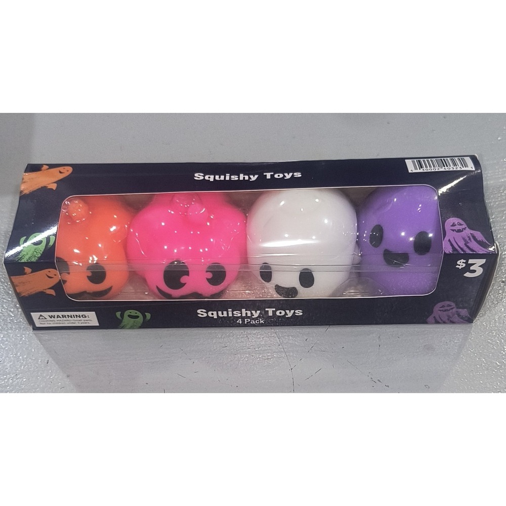 Old East Main Co. Halloween Squishy Squeeze Toys 4 Pack Orange/Pink/White/Purple